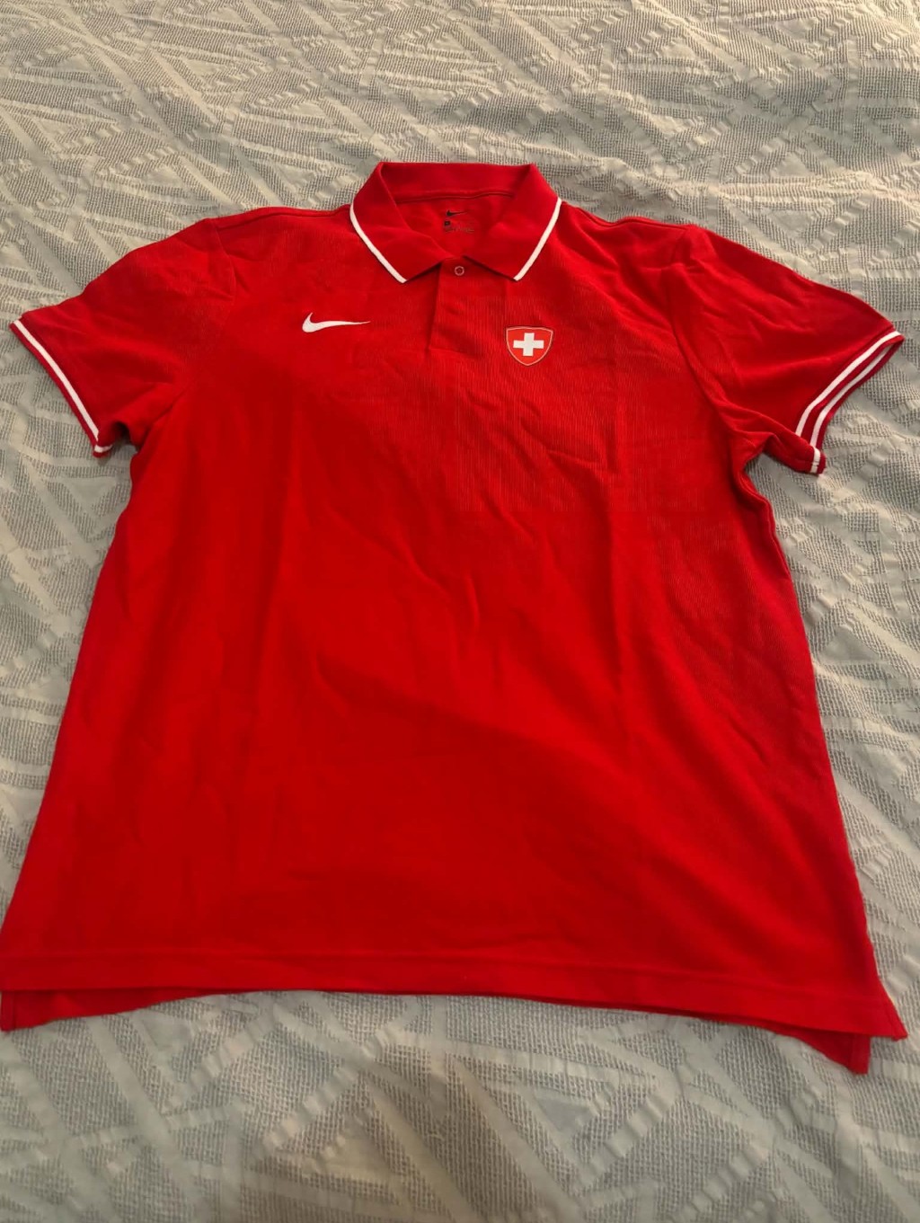 Nike Team Switzerland Iihf Ice Hockey Short Sleeve Polo Shirt Size Adult Xl